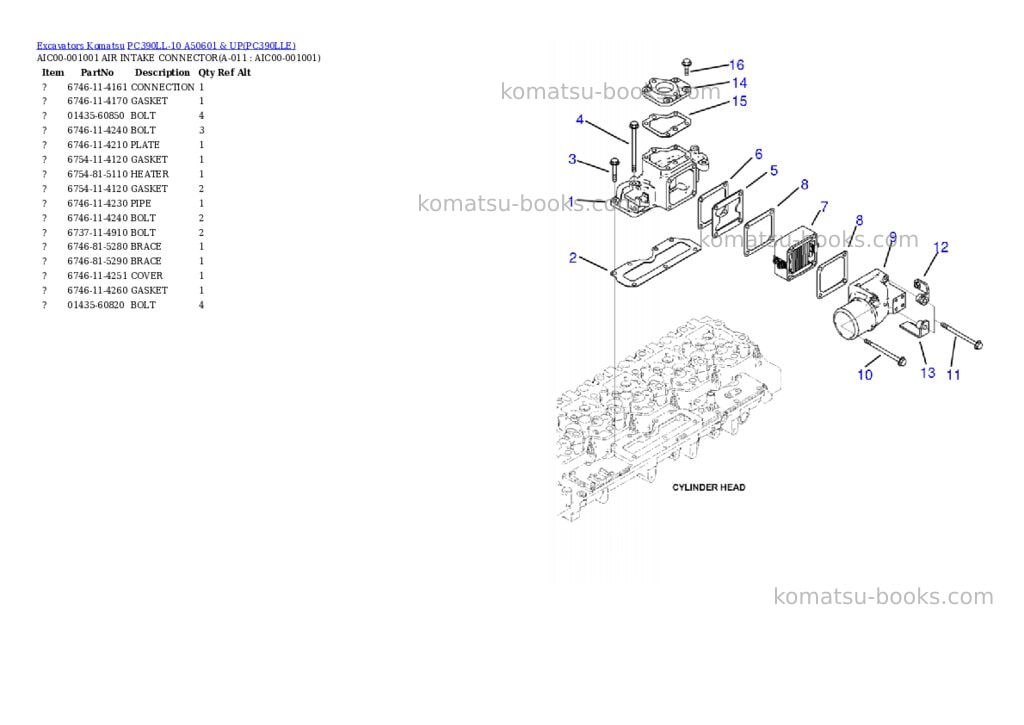 Komatsu pc390ll-10 a50601 & up Parts catalog cover Page 5
