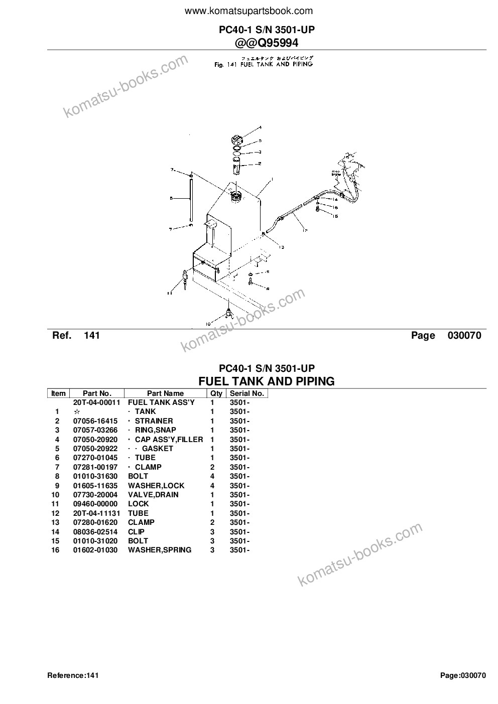 Komatsu pc40-1 s/n 3501-up Parts catalog cover Page 10 Komatsu pc40-1 s/n 3501-up Parts catalog cover Page 10