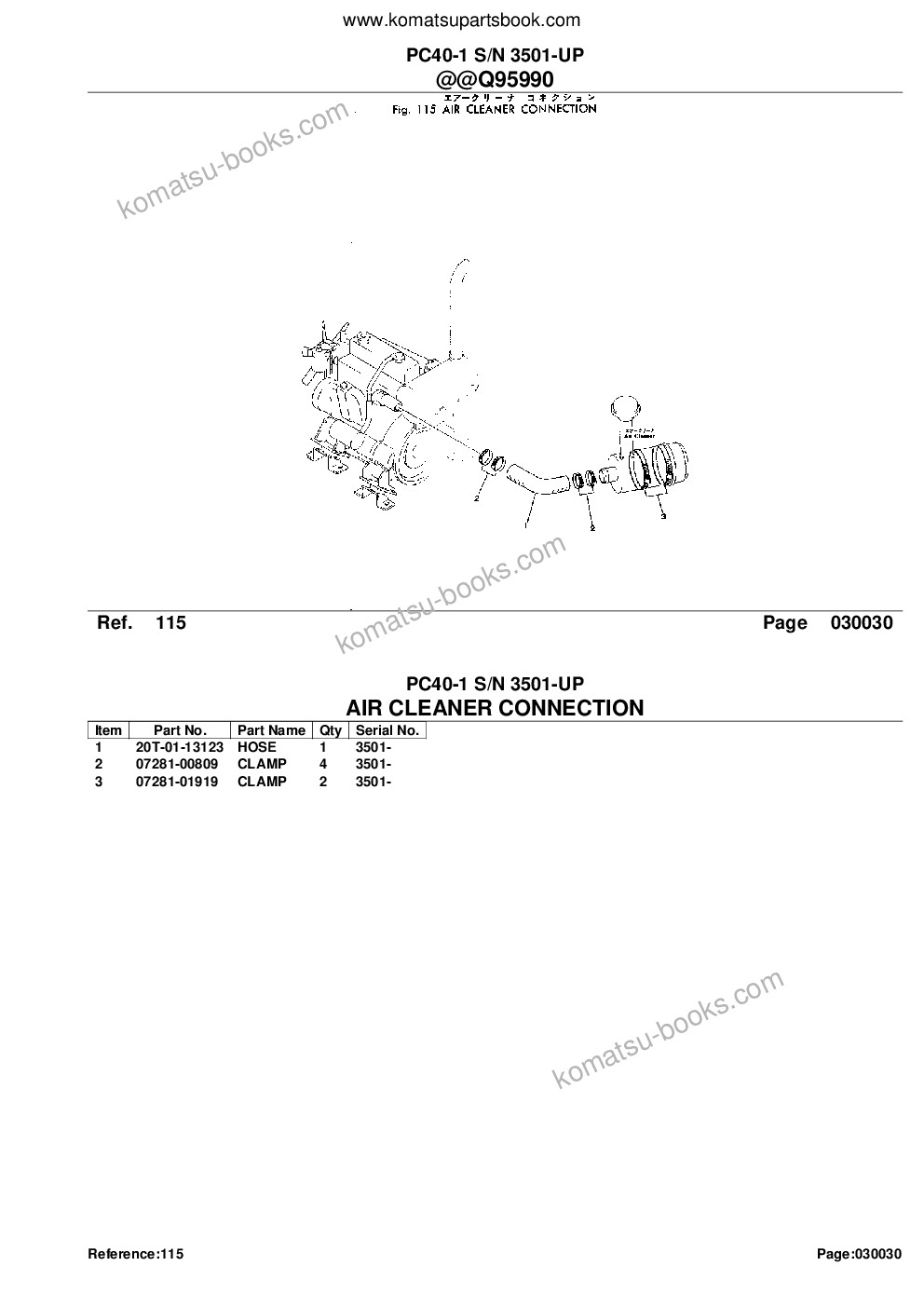 Komatsu pc40-1 s/n 3501-up Parts catalog cover Page 5 Komatsu pc40-1 s/n 3501-up Parts catalog cover Page 5