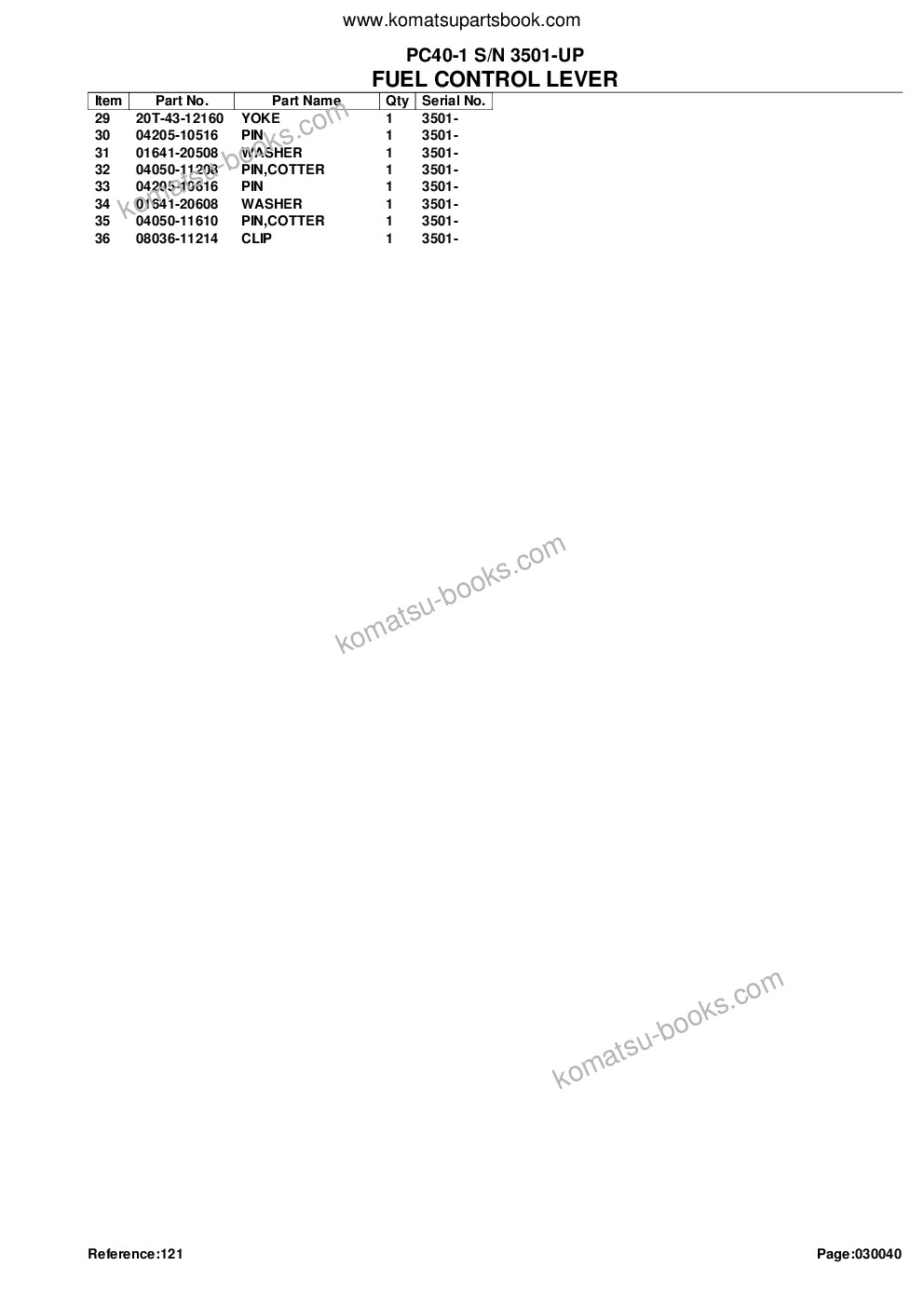 Komatsu pc40-1 s/n 3501-up Parts catalog cover Page 7 Komatsu pc40-1 s/n 3501-up Parts catalog cover Page 7