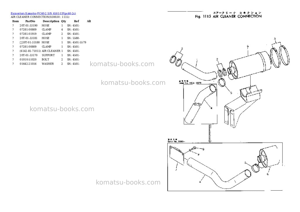Komatsu pc40-2 s/n 4501-up Parts catalog cover Page 2