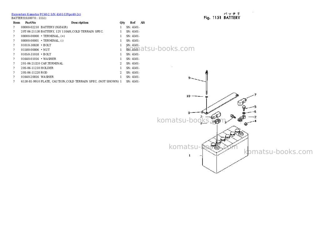 Komatsu pc40-2 s/n 4501-up Parts catalog cover Page 6