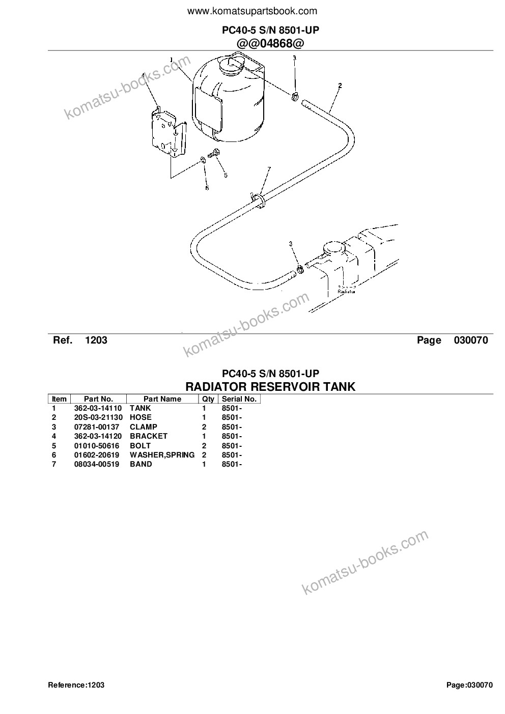 Komatsu PC40-5 S/N 8501-UP Parts catalog cover Page 10 Komatsu PC40-5 S/N 8501-UP Parts catalog cover Page 10