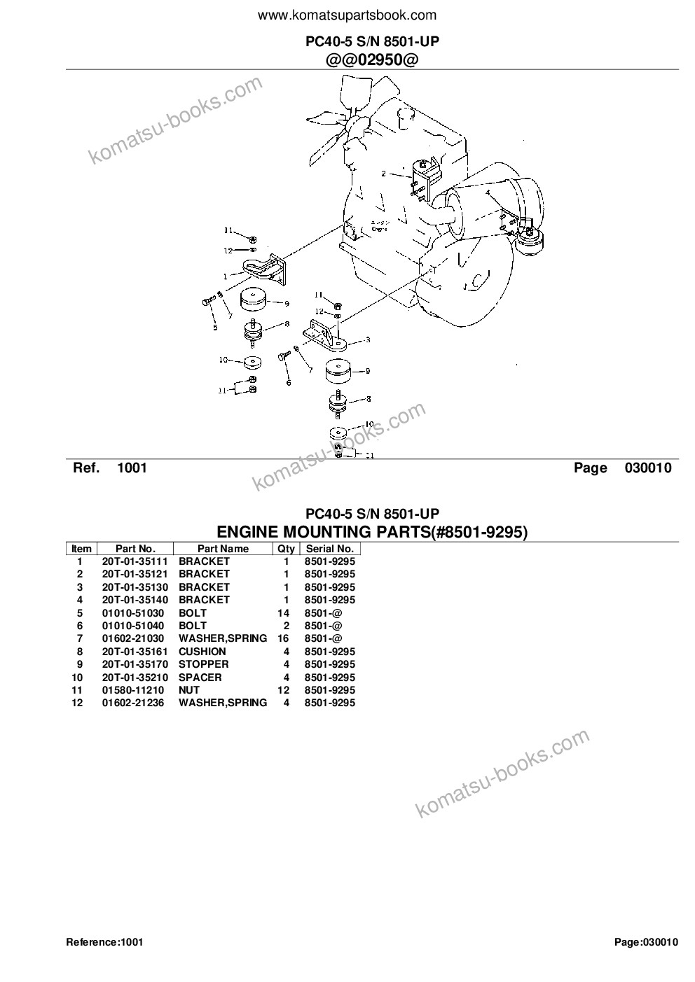 Komatsu PC40-5 S/N 8501-UP Parts catalog cover Page 3 Komatsu PC40-5 S/N 8501-UP Parts catalog cover Page 3