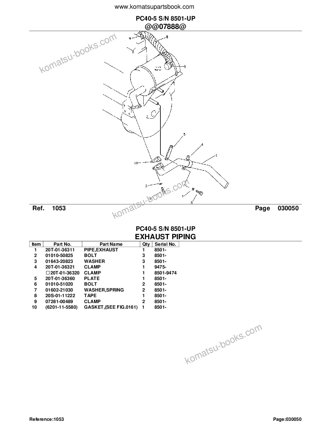Komatsu PC40-5 S/N 8501-UP Parts catalog cover Page 7 Komatsu PC40-5 S/N 8501-UP Parts catalog cover Page 7