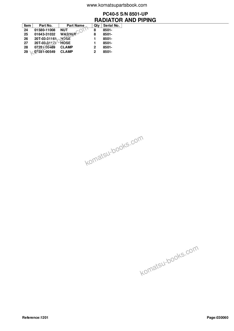 Komatsu PC40-5 S/N 8501-UP Parts catalog cover Page 9 Komatsu PC40-5 S/N 8501-UP Parts catalog cover Page 9