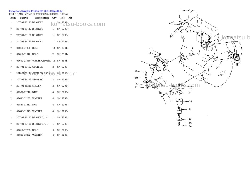 Komatsu PC40-5 S/N 8501-UP Parts catalog cover Komatsu PC40-5 S/N 8501-UP Parts catalog cover