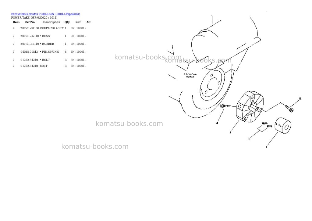 Komatsu pc40-6 s/n 10001-up Parts catalog cover Komatsu pc40-6 s/n 10001-up Parts catalog cover
