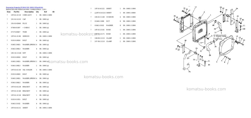 Komatsu pc40-6 s/n 10001-up Parts catalog cover Page 4 Komatsu pc40-6 s/n 10001-up Parts catalog cover Page 4