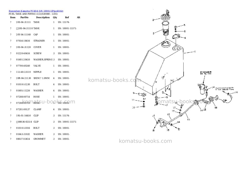 Komatsu pc40-6 s/n 10001-up Parts catalog cover Page 7 Komatsu pc40-6 s/n 10001-up Parts catalog cover Page 7