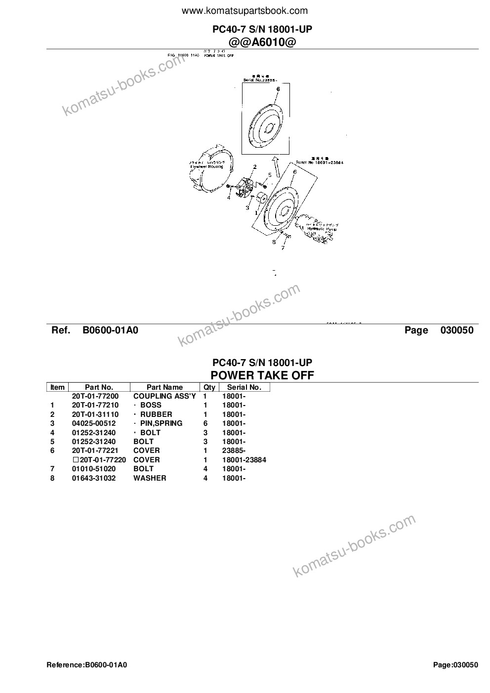 Komatsu PC40-7 S/N 18001-UP 配件目录 封面 页 7