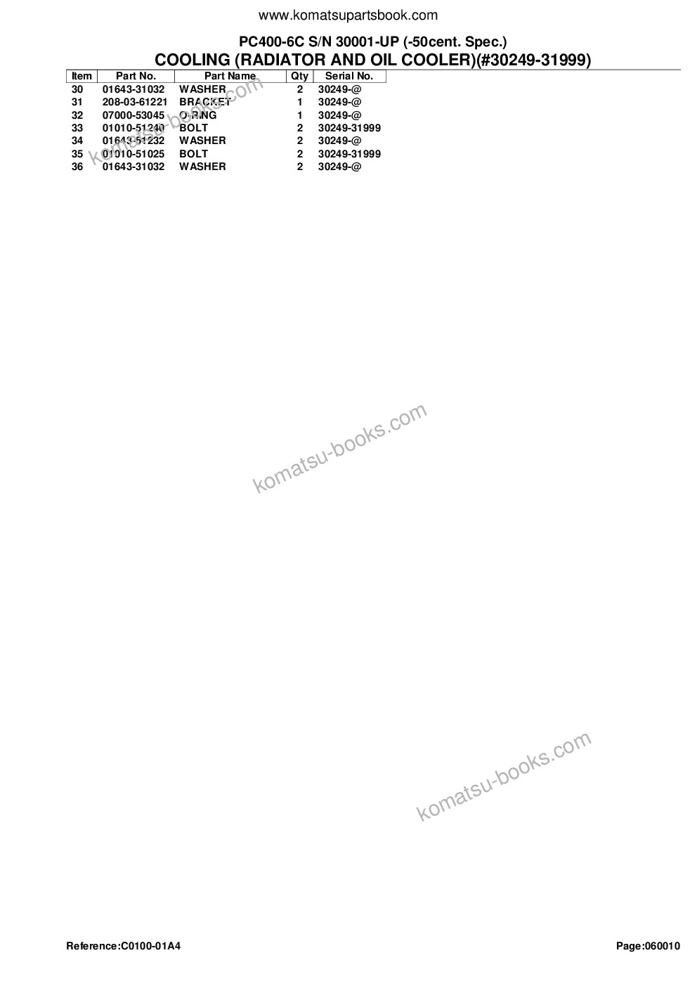 Komatsu pc400-6c s/n 30001-up -50cent. spec. Parts catalog cover Page 10 Komatsu pc400-6c s/n 30001-up -50cent. spec. Parts catalog cover Page 10