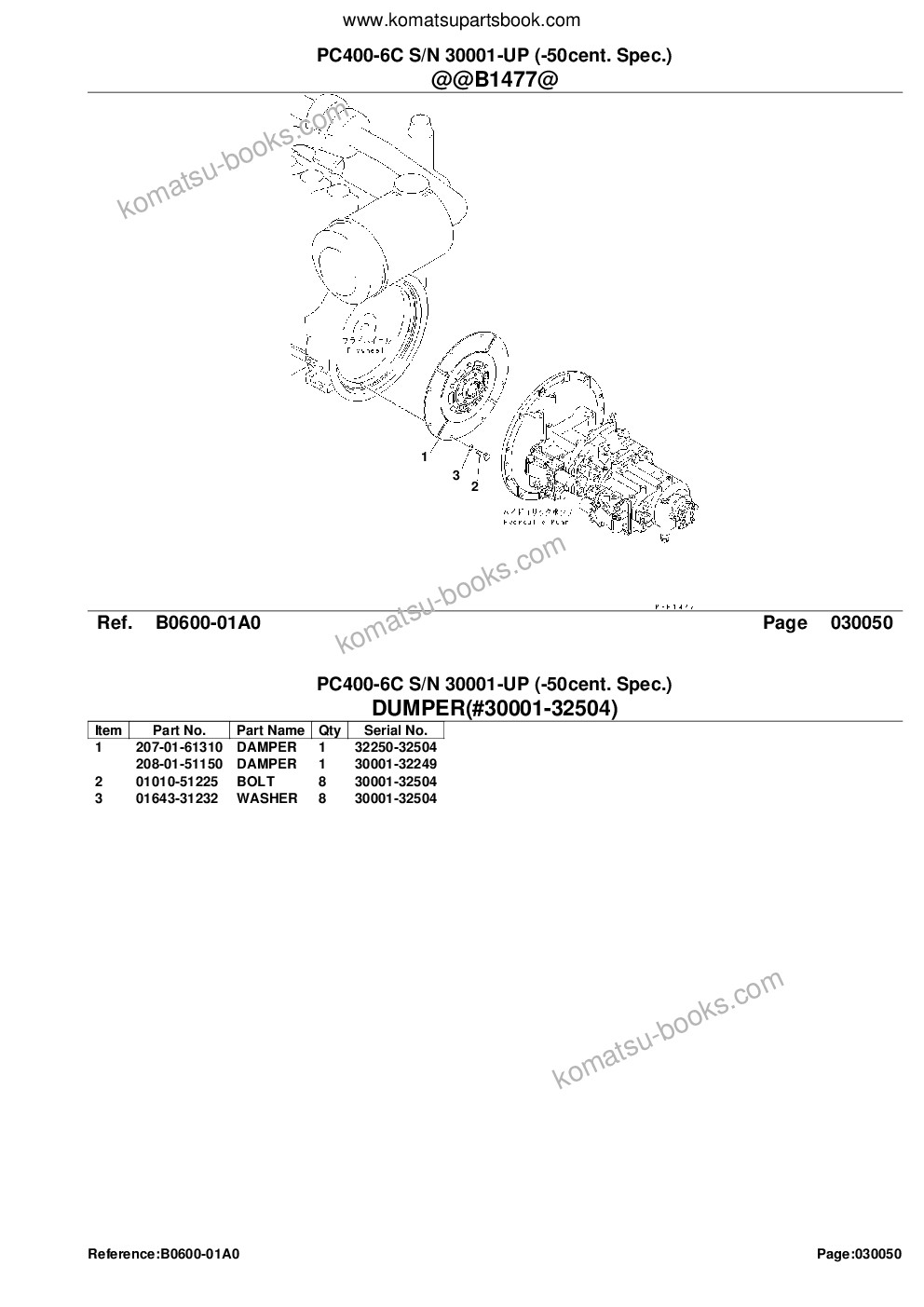 Komatsu pc400-6c s/n 30001-up -50cent. spec. Parts catalog cover Page 7 Komatsu pc400-6c s/n 30001-up -50cent. spec. Parts catalog cover Page 7
