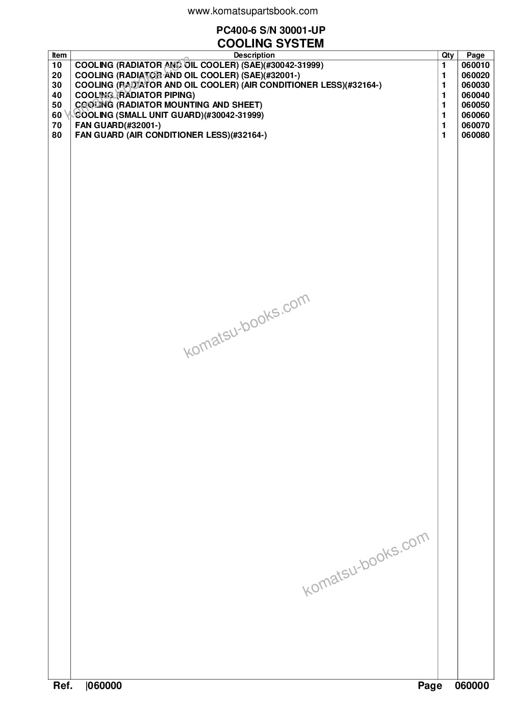 Komatsu PC400-6 S/N 30001-UP Catálogo de piezas cover Page 10