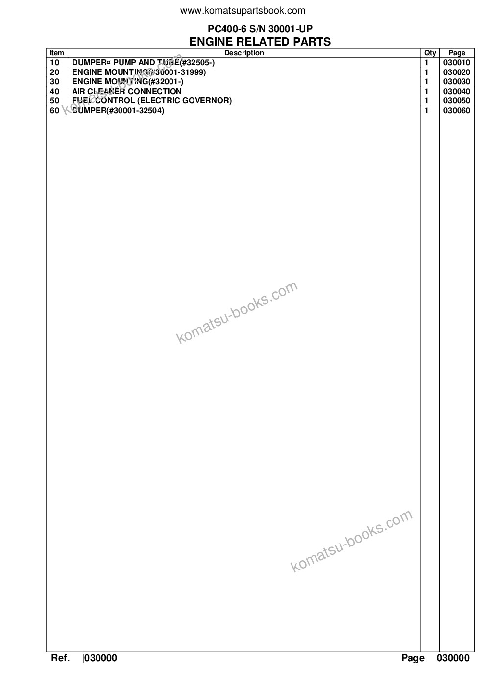Komatsu PC400-6 S/N 30001-UP Catálogo de piezas cover Page 2