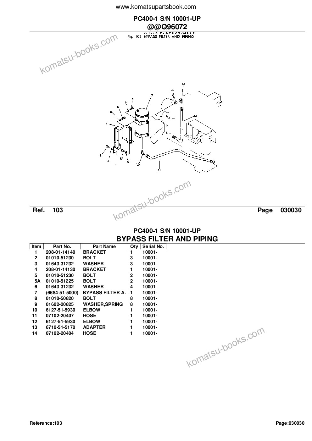 Komatsu PC400-1 S/N 10001-UP Parts catalog cover Page 5 Komatsu PC400-1 S/N 10001-UP Parts catalog cover Page 5