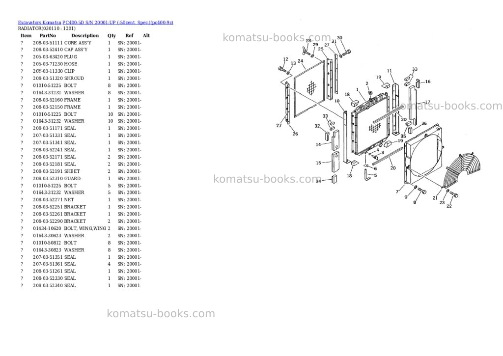 Komatsu pc400-5d s/n 20001-up -50cent. spec. Parts catalog cover Page 10 Komatsu pc400-5d s/n 20001-up -50cent. spec. Parts catalog cover Page 10