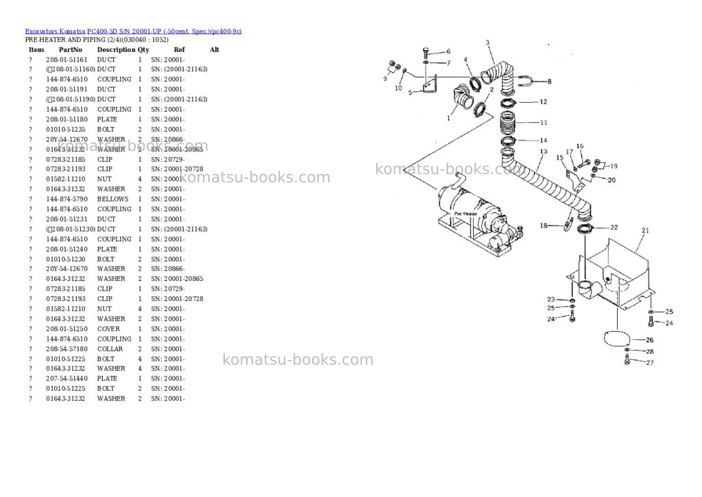 Komatsu pc400-5d s/n 20001-up -50cent. spec. Parts catalog cover Page 3 Komatsu pc400-5d s/n 20001-up -50cent. spec. Parts catalog cover Page 3