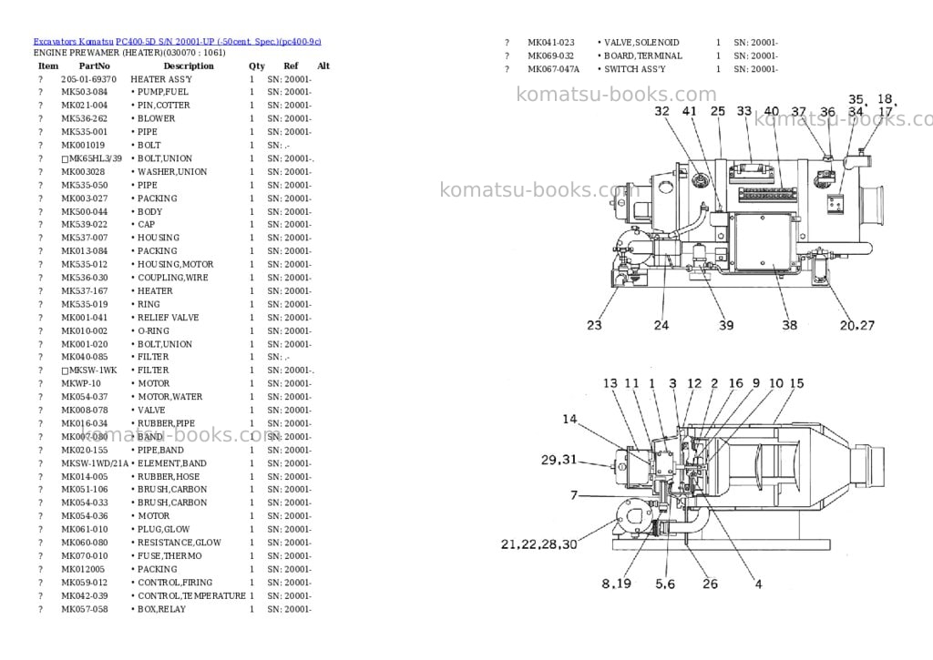Komatsu pc400-5d s/n 20001-up -50cent. spec. Parts catalog cover Page 6 Komatsu pc400-5d s/n 20001-up -50cent. spec. Parts catalog cover Page 6