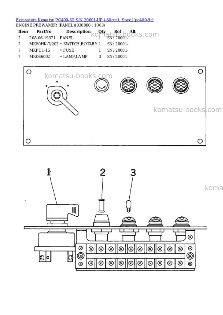 Komatsu pc400-5d s/n 20001-up -50cent. spec. Parts catalog cover Page 7 Komatsu pc400-5d s/n 20001-up -50cent. spec. Parts catalog cover Page 7