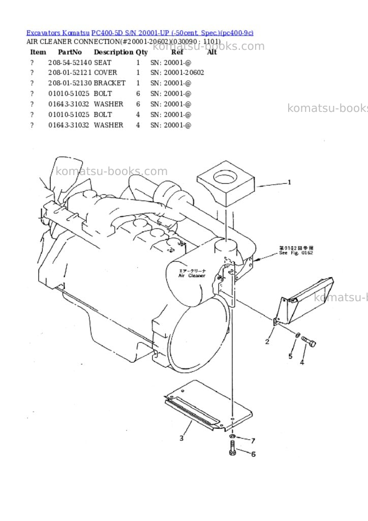 Komatsu pc400-5d s/n 20001-up -50cent. spec. Parts catalog cover Page 8 Komatsu pc400-5d s/n 20001-up -50cent. spec. Parts catalog cover Page 8