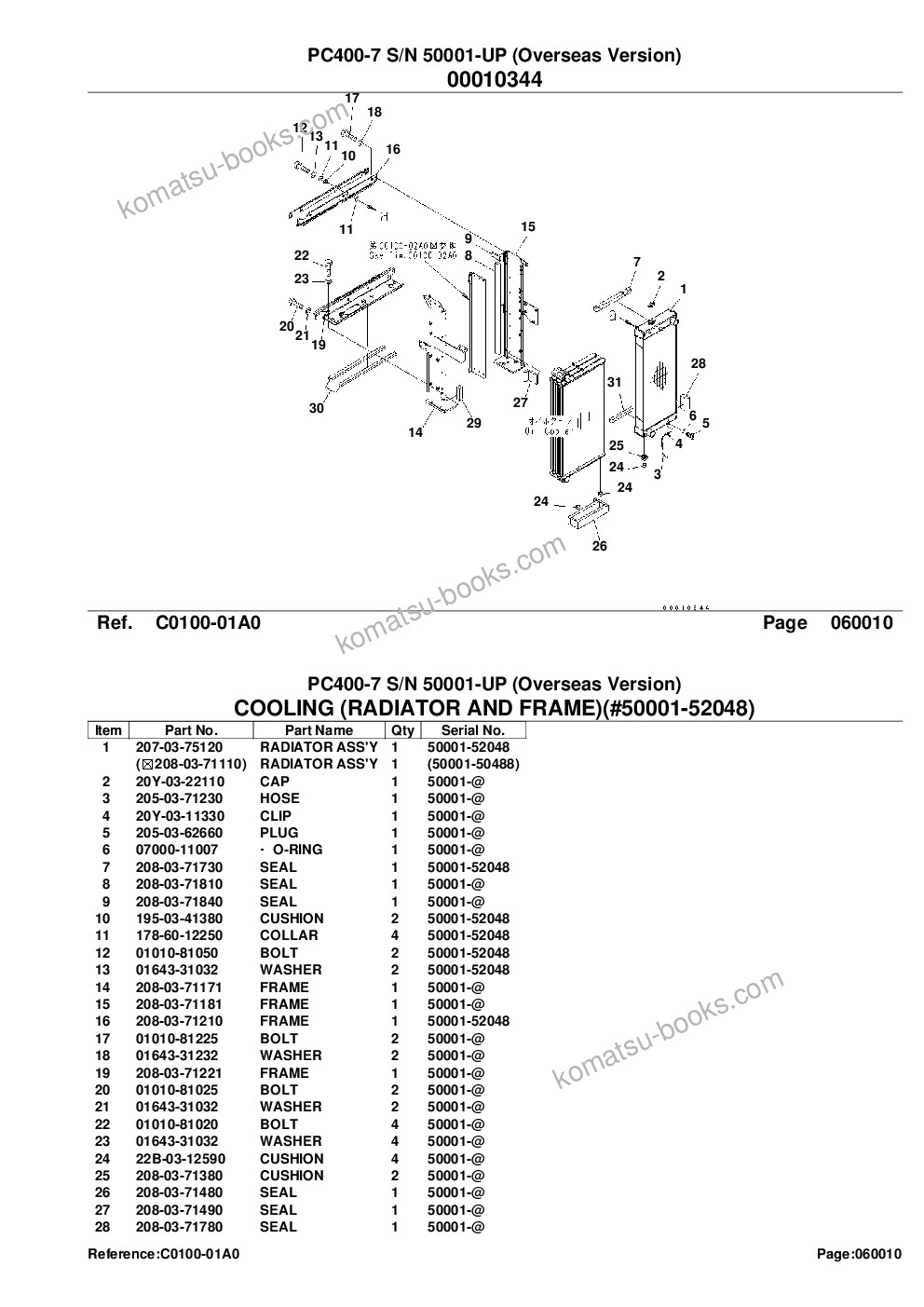 Komatsu pc400-7 s/n 50001-up overseas version Parts catalog cover Page 10 Komatsu pc400-7 s/n 50001-up overseas version Parts catalog cover Page 10