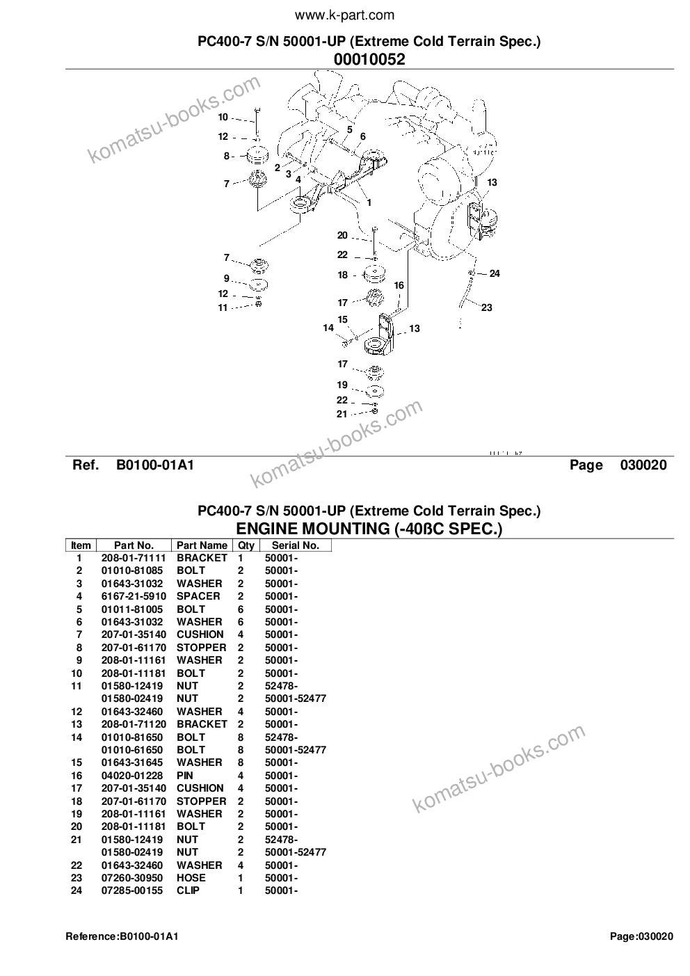 Komatsu pc400-7 s/n 50001-up extreme cold terrain spec. Parts catalog cover Page 4 Komatsu pc400-7 s/n 50001-up extreme cold terrain spec. Parts catalog cover Page 4
