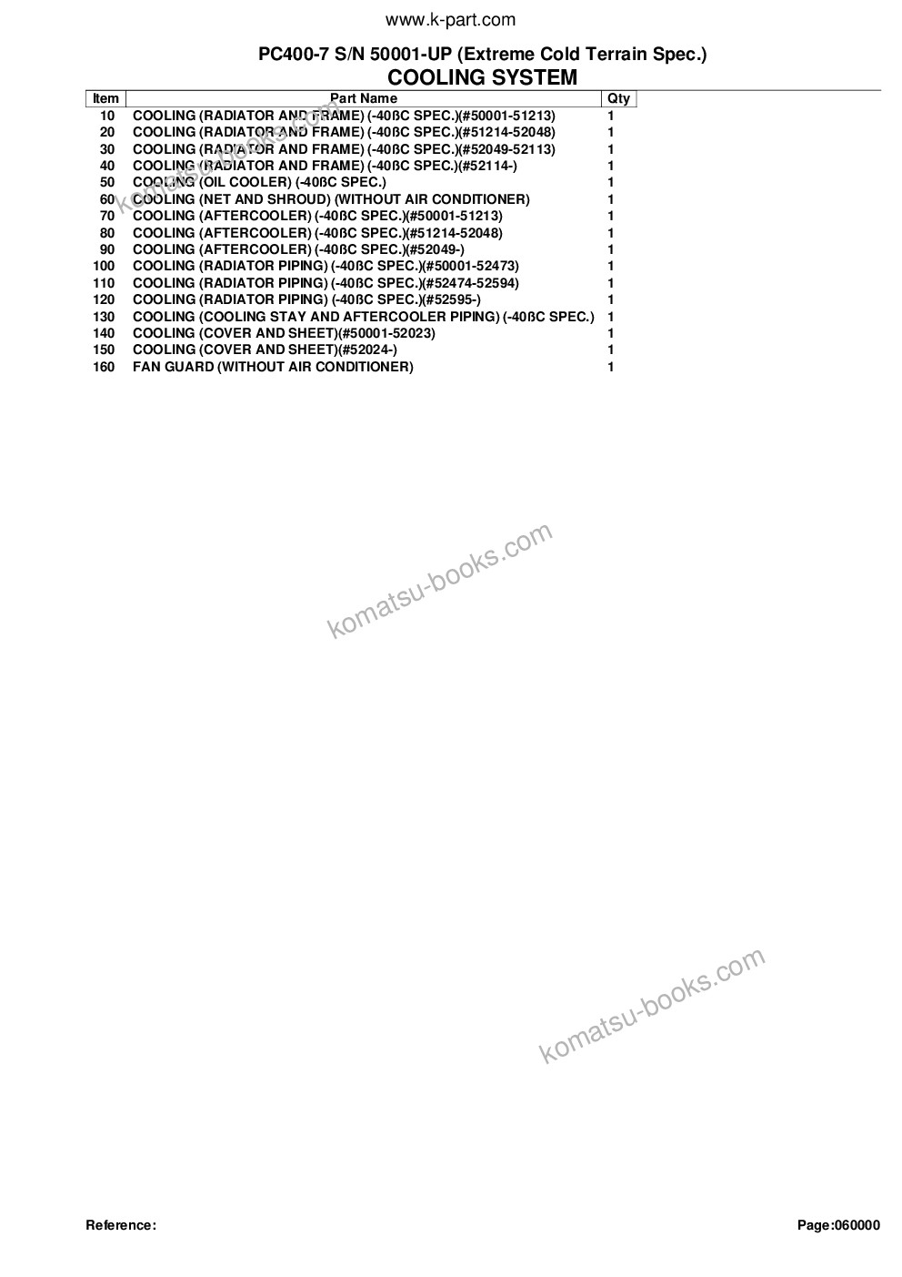 Komatsu pc400-7 s/n 50001-up extreme cold terrain spec. Parts catalog cover Page 6 Komatsu pc400-7 s/n 50001-up extreme cold terrain spec. Parts catalog cover Page 6