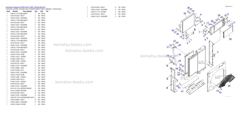 Komatsu pc400-8 s/n 70001-70003 Parts catalog cover Page 2 Komatsu pc400-8 s/n 70001-70003 Parts catalog cover Page 2