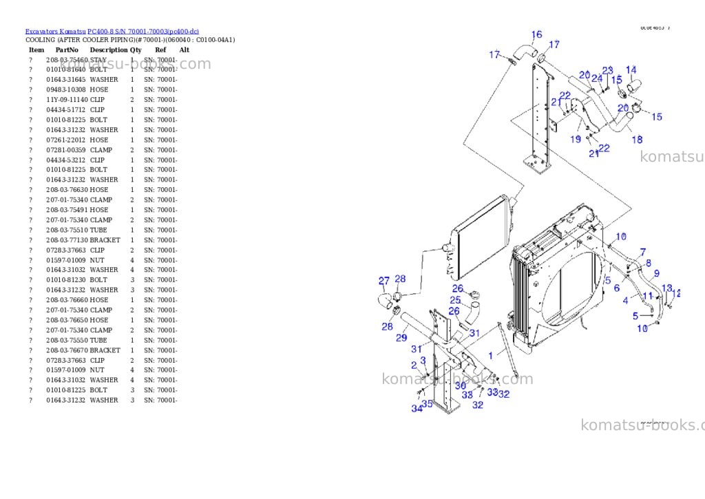 Komatsu pc400-8 s/n 70001-70003 Parts catalog cover Page 3 Komatsu pc400-8 s/n 70001-70003 Parts catalog cover Page 3