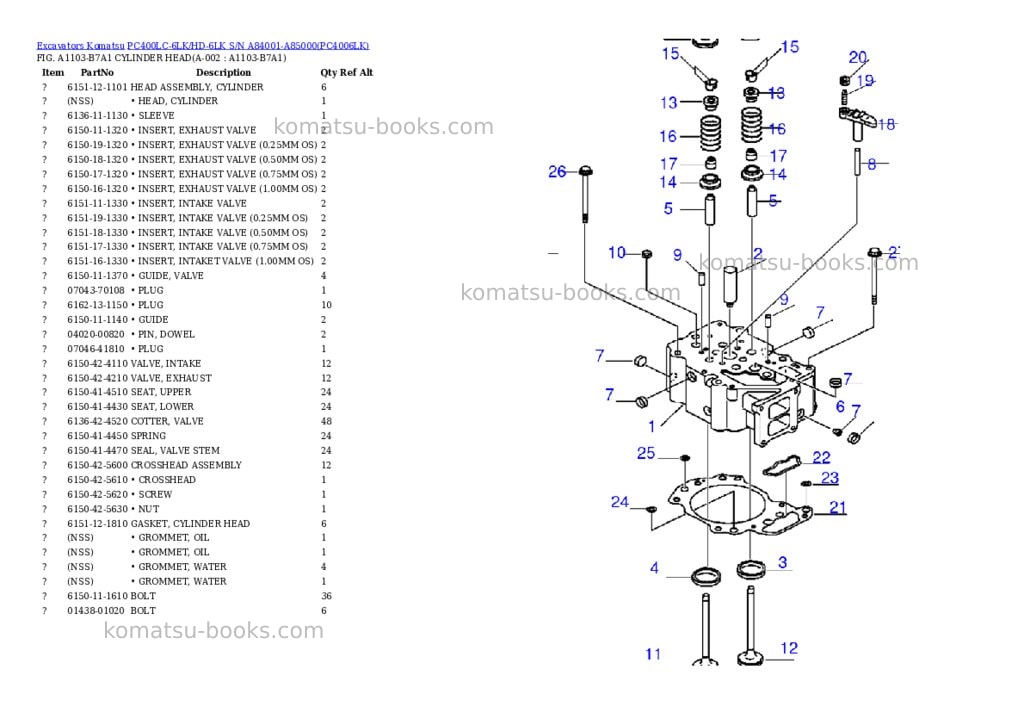 Komatsu pc400lc-6lk/hd-6lk s/n a84001-a85000 Parts catalog cover
