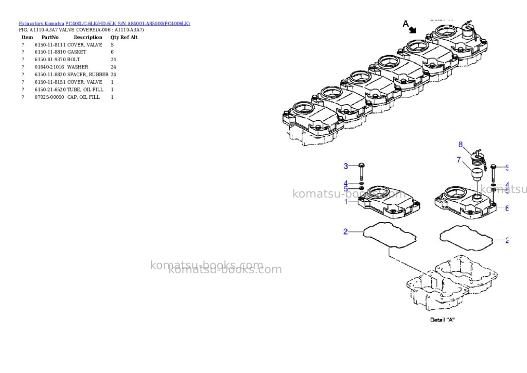 Komatsu pc400lc-6lk/hd-6lk s/n a84001-a85000 Parts catalog cover Page 3