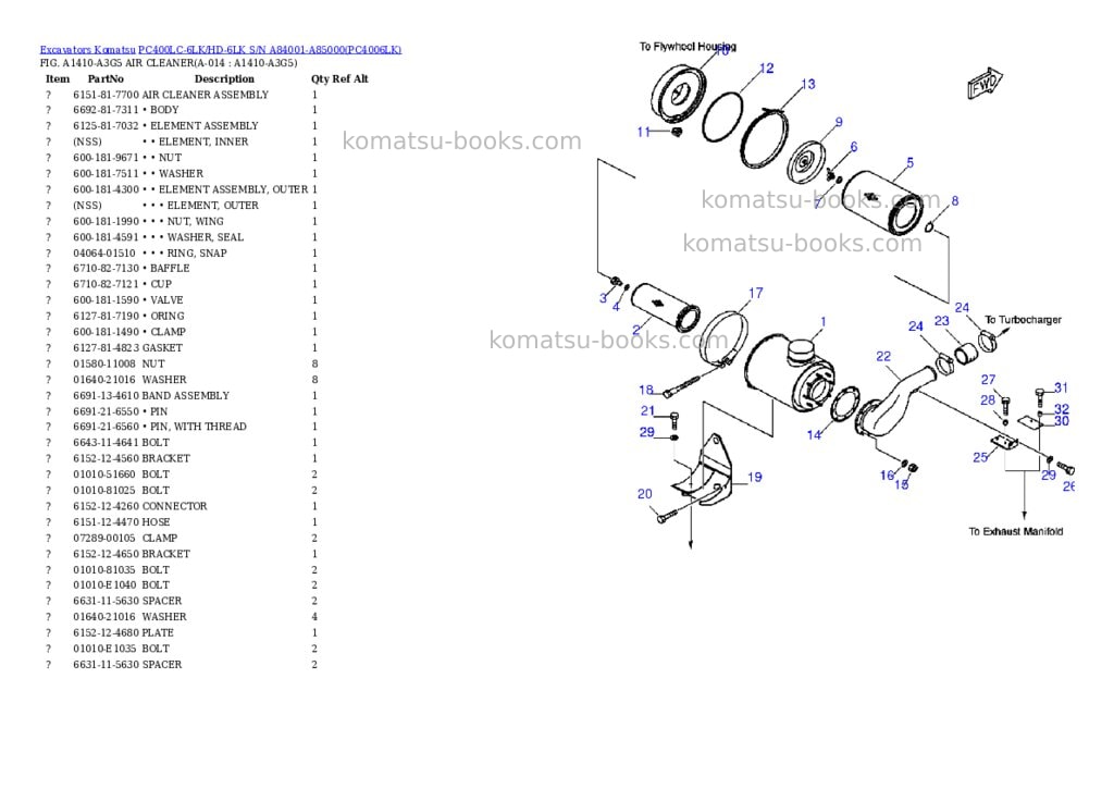 Komatsu pc400lc-6lk/hd-6lk s/n a84001-a85000 Parts catalog cover Page 7