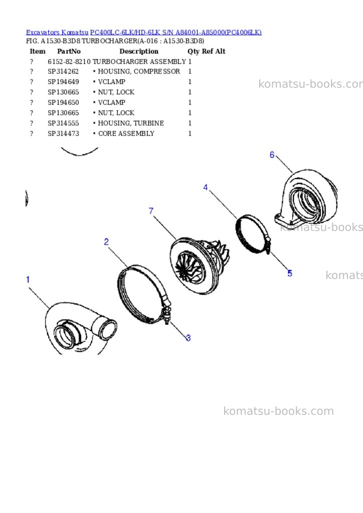 Komatsu pc400lc-6lk/hd-6lk s/n a84001-a85000 Parts catalog cover Page 8