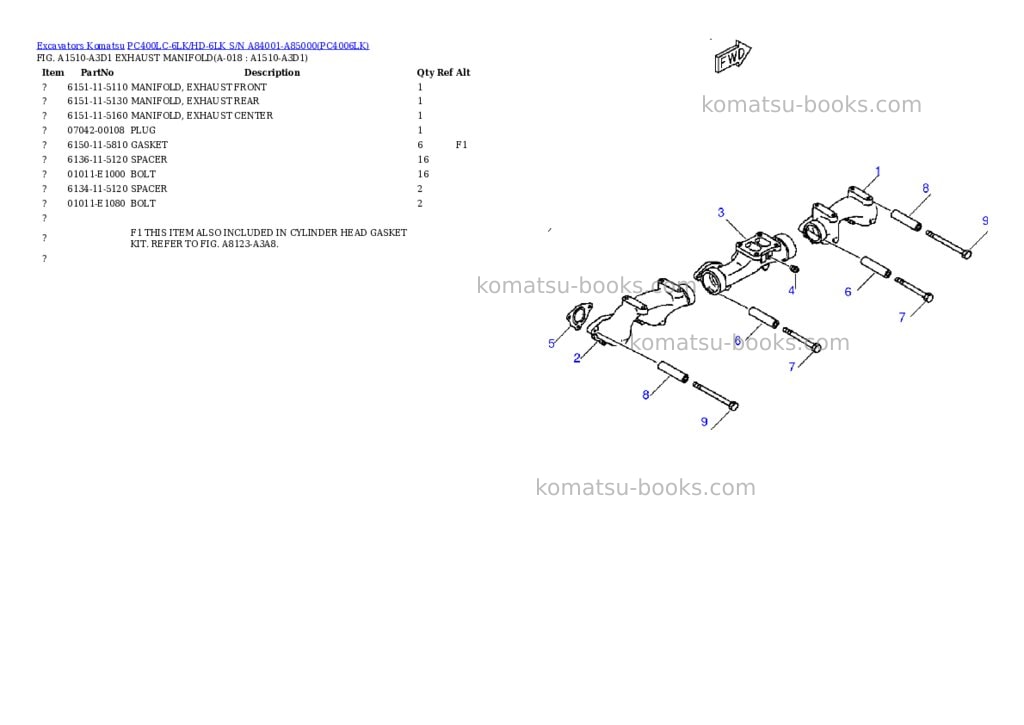 Komatsu pc400lc-6lk/hd-6lk s/n a84001-a85000 Parts catalog cover Page 9