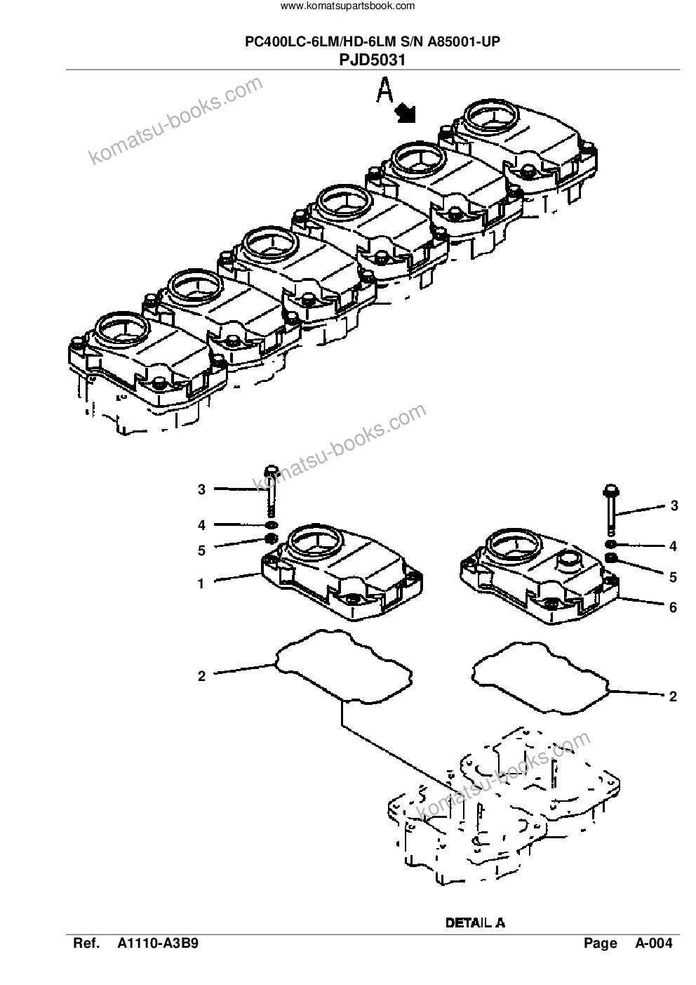 Komatsu pc400lc-6lm/hd-6lm s/n a85001-up Parts catalog cover Page 6