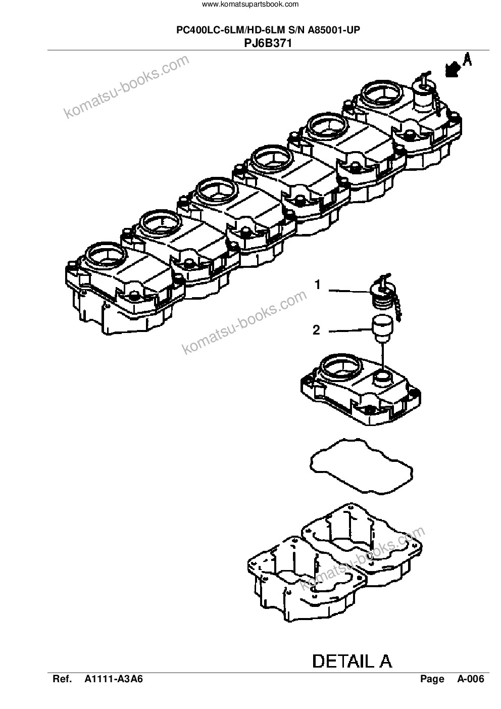 Komatsu pc400lc-6lm/hd-6lm s/n a85001-up Parts catalog cover Page 8