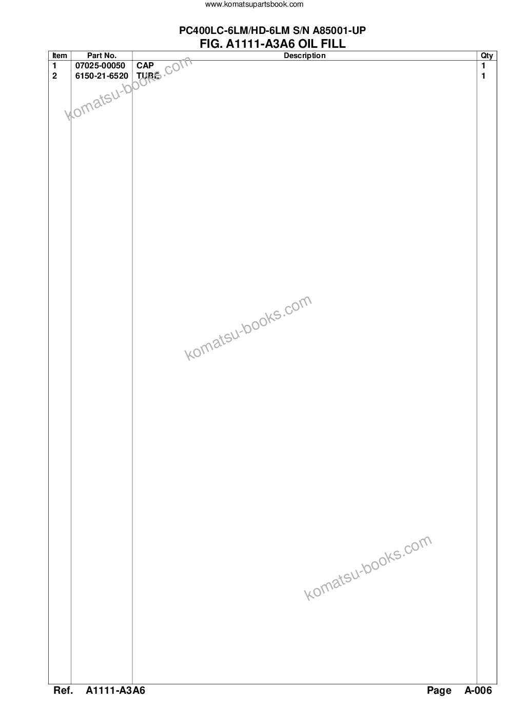 Komatsu pc400lc-6lm/hd-6lm s/n a85001-up Parts catalog cover Page 9