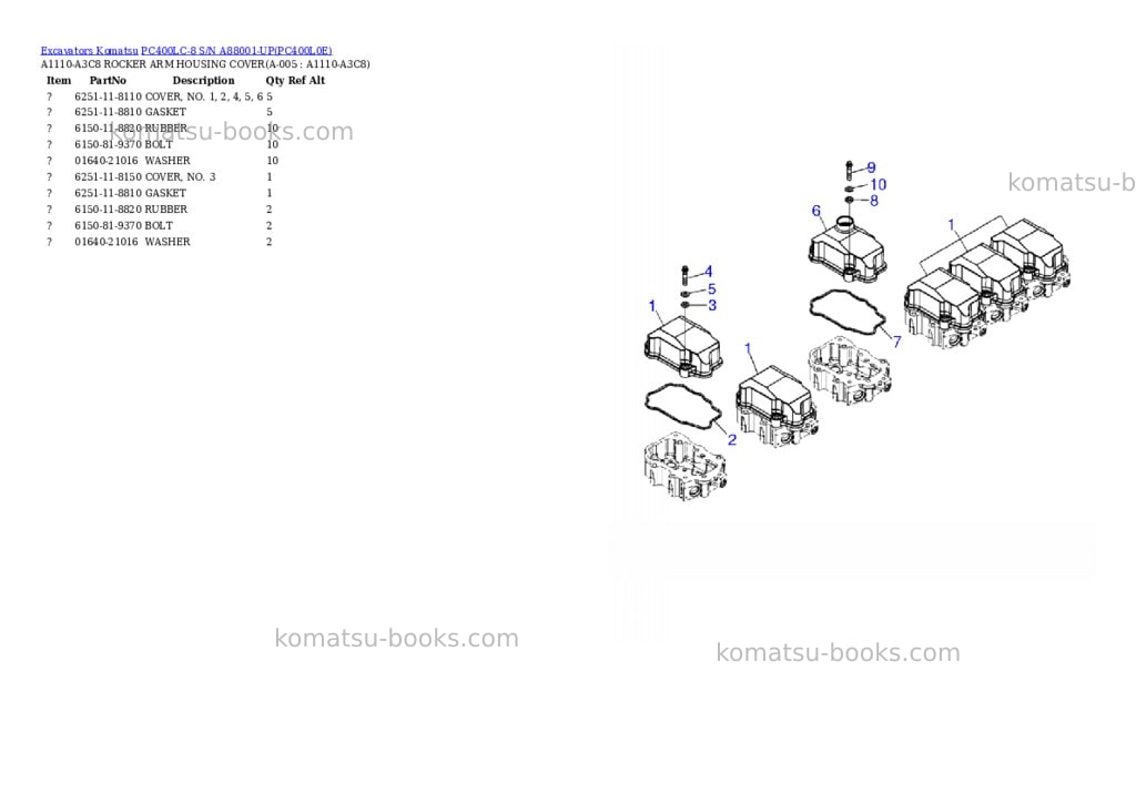 Komatsu pc400lc-8 s/n a88001-up Parts catalog cover