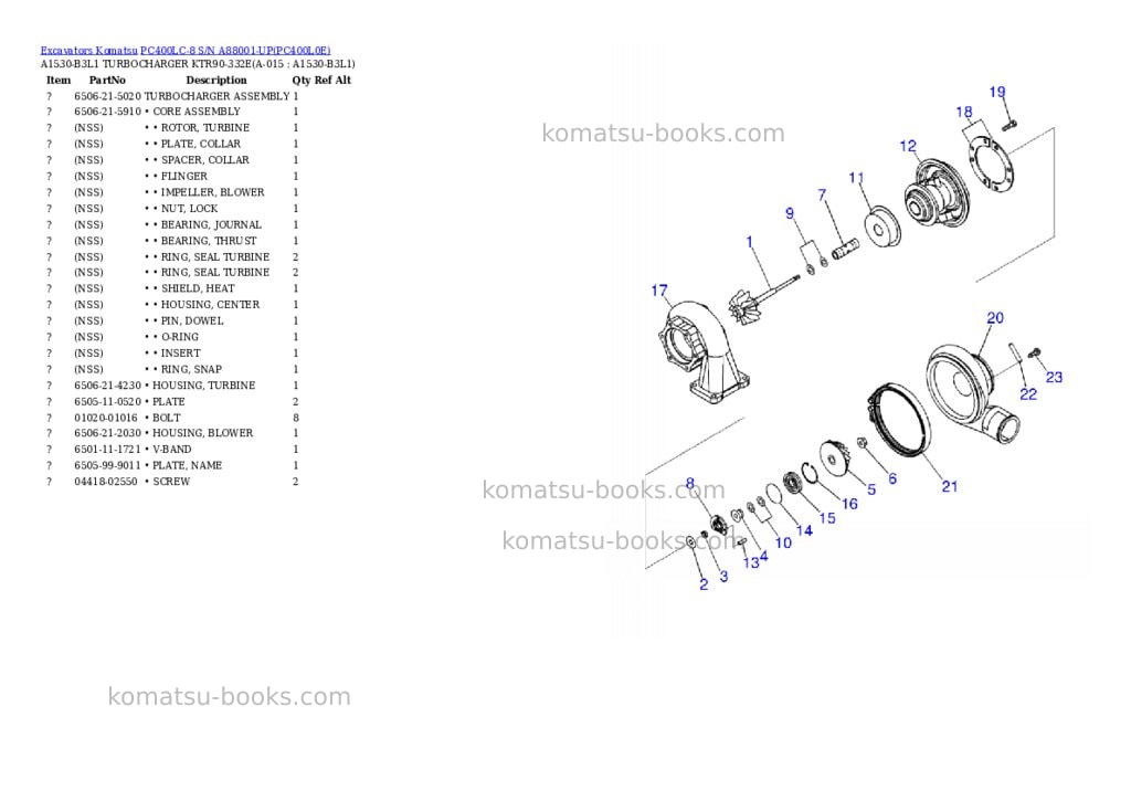 Komatsu pc400lc-8 s/n a88001-up Parts catalog cover Page 6