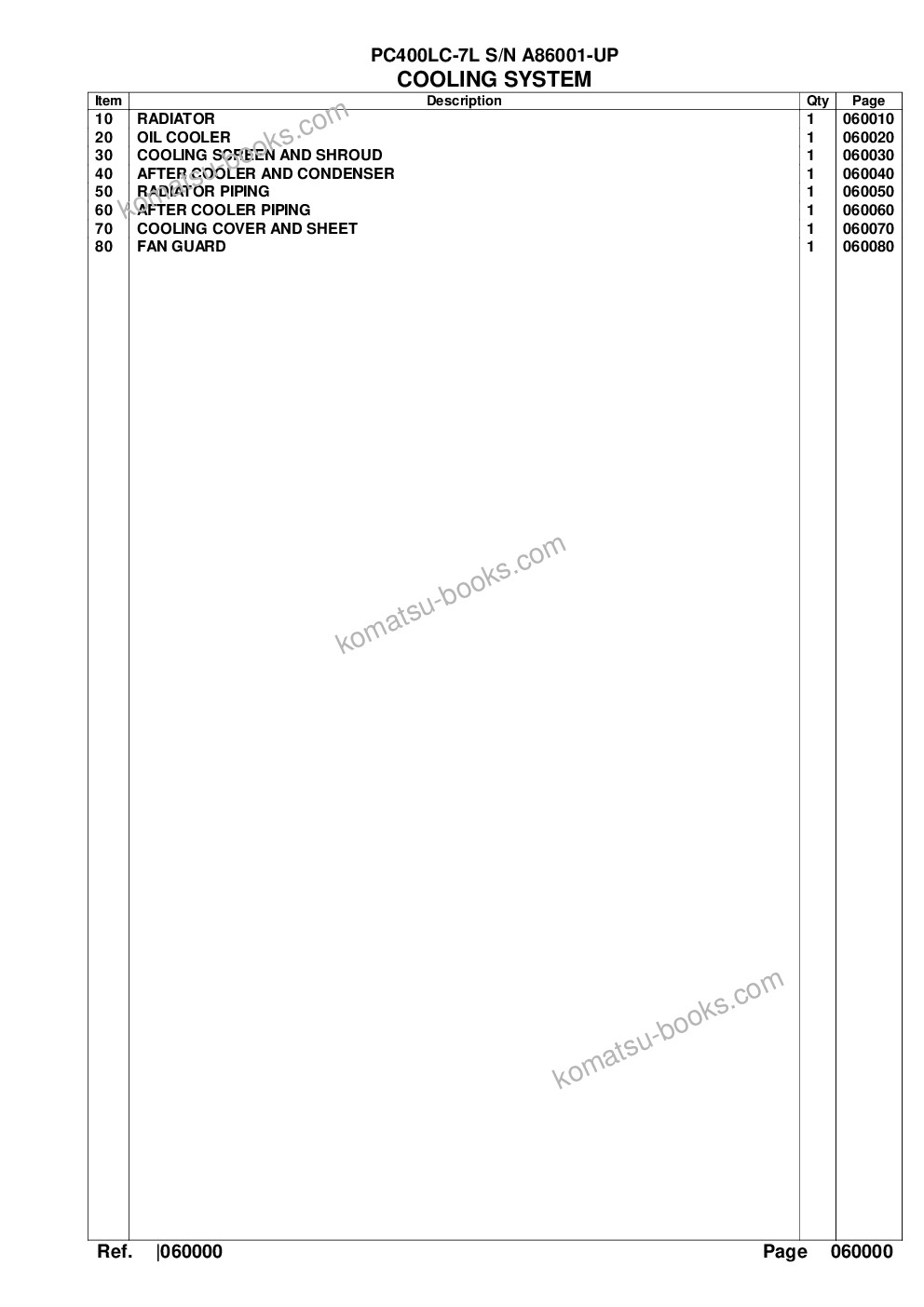 Komatsu pc400lc-7l s/n a86001-up Parts catalog cover Page 6