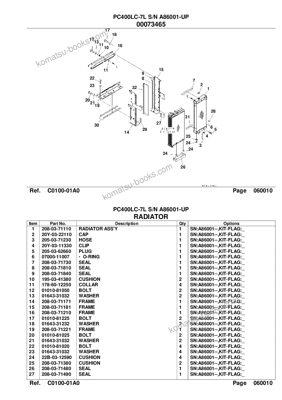 Komatsu pc400lc-7l s/n a86001-up Parts catalog cover Page 7