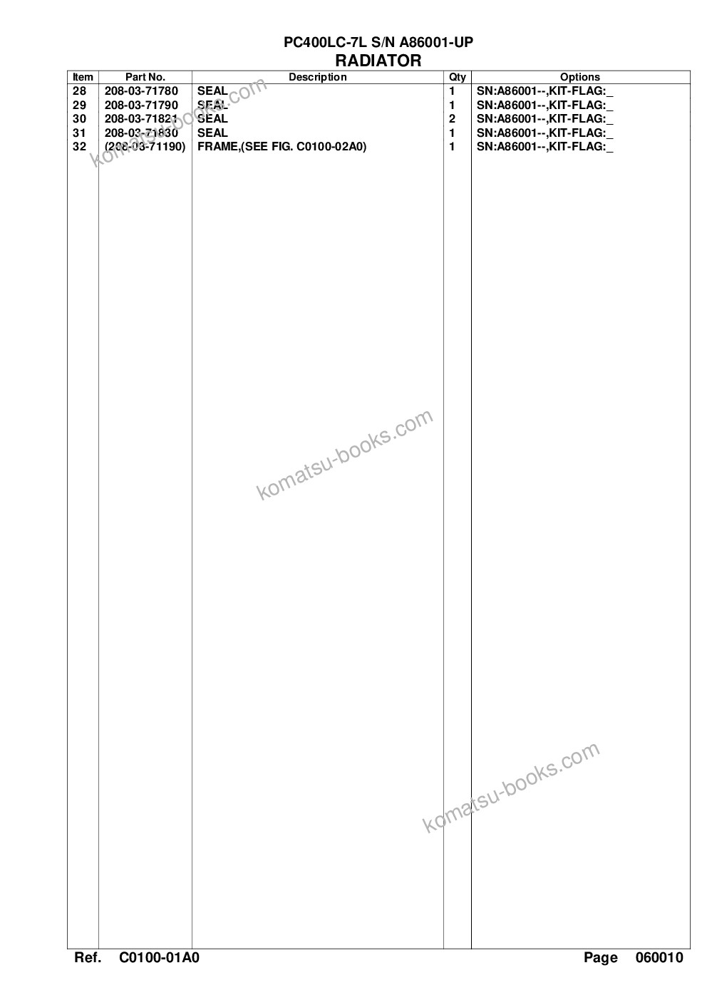 Komatsu pc400lc-7l s/n a86001-up Parts catalog cover Page 8