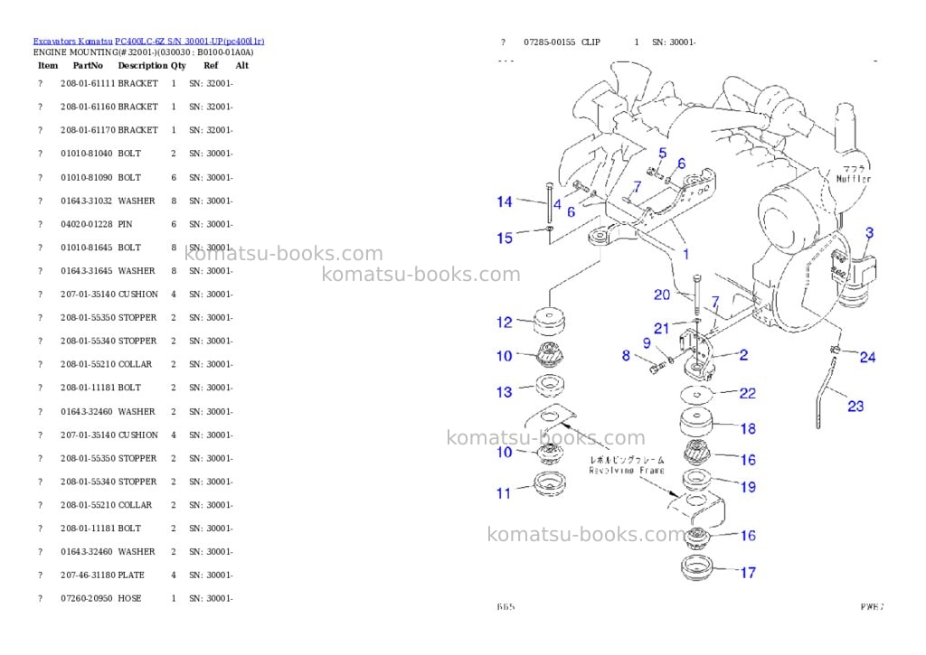 Komatsu pc400lc-6z s/n 30001-up Parts catalog cover Page 2 Komatsu pc400lc-6z s/n 30001-up Parts catalog cover Page 2