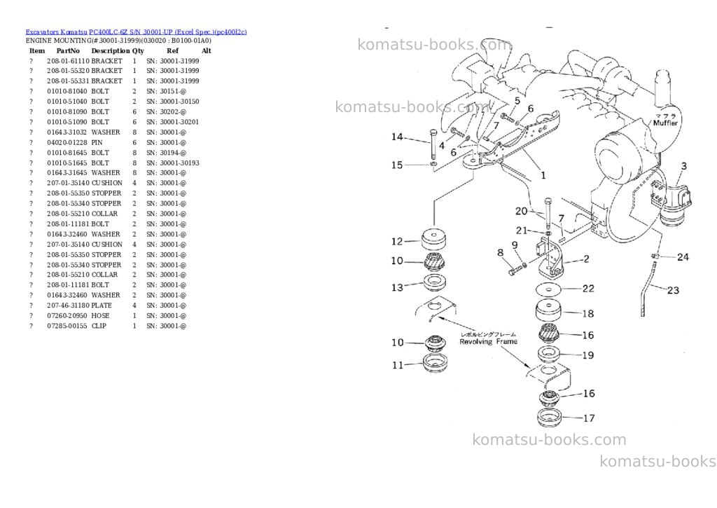 Komatsu PC400LC-6Z S/N 30001-UP (Excel Spec.) Parts catalog cover Komatsu PC400LC-6Z S/N 30001-UP (Excel Spec.) Parts catalog cover