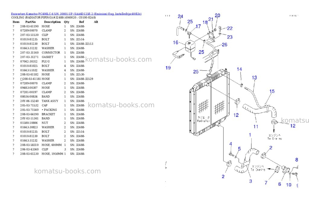 Komatsu PC400LC-6 S/N 30001-UP (SAA6D125E-2 (Emission) Eng. Installed) Parts catalog cover Page 6 Komatsu PC400LC-6 S/N 30001-UP (SAA6D125E-2 (Emission) Eng. Installed) Parts catalog cover Page 6