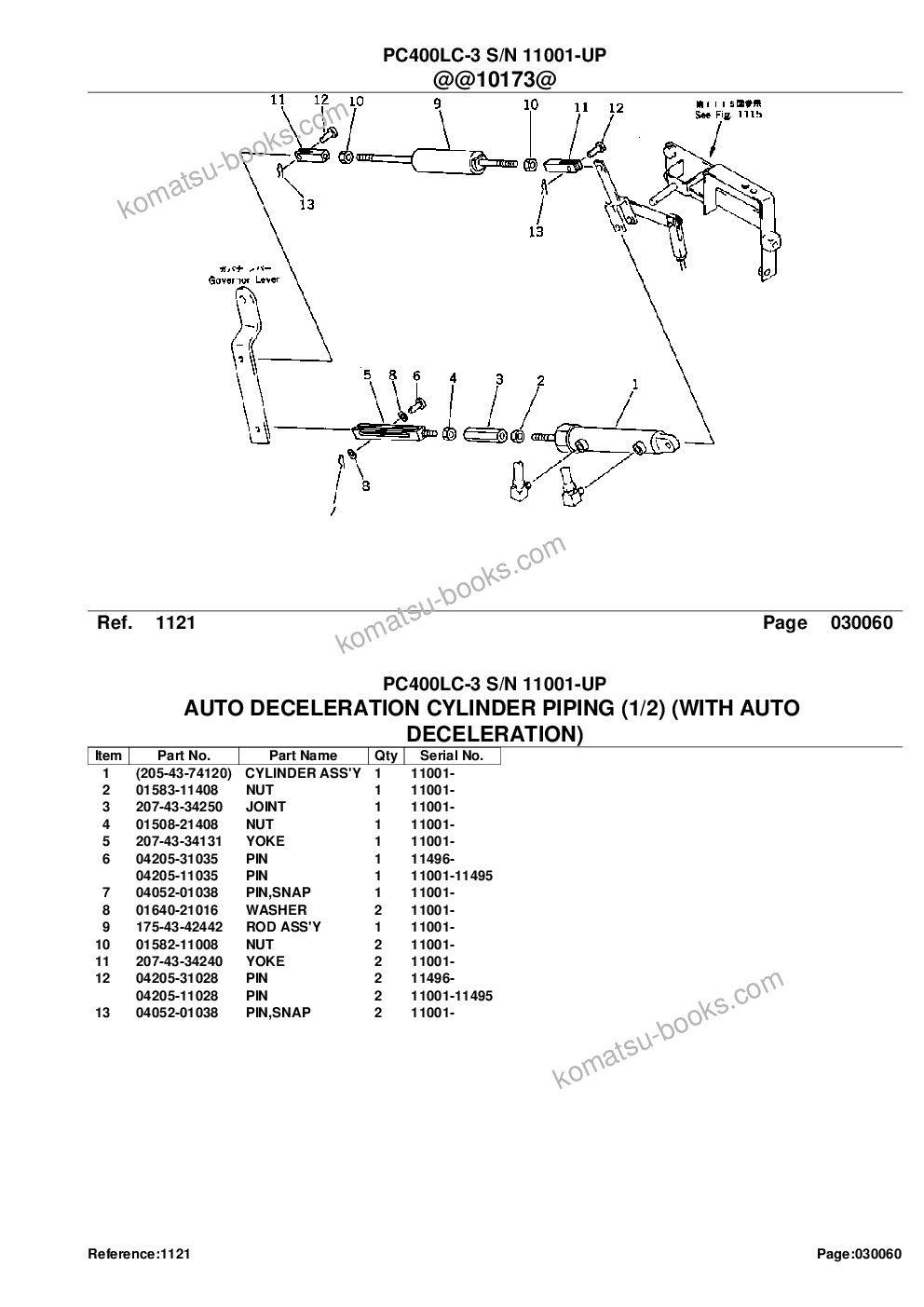 Komatsu PC400LC-3 S/N 11001-UP Parts catalog cover Page 10 Komatsu PC400LC-3 S/N 11001-UP Parts catalog cover Page 10