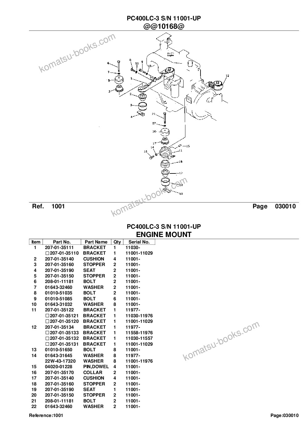 Komatsu PC400LC-3 S/N 11001-UP Parts catalog cover Page 4 Komatsu PC400LC-3 S/N 11001-UP Parts catalog cover Page 4