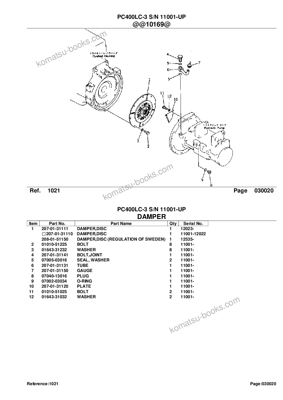 Komatsu PC400LC-3 S/N 11001-UP Parts catalog cover Page 5 Komatsu PC400LC-3 S/N 11001-UP Parts catalog cover Page 5