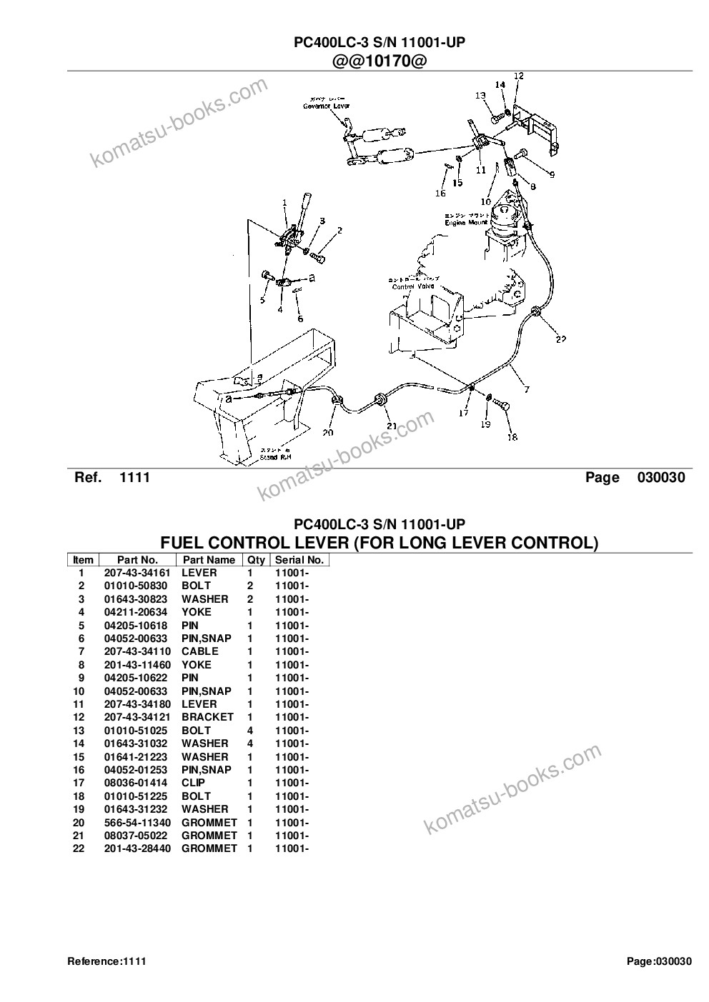 Komatsu PC400LC-3 S/N 11001-UP Parts catalog cover Page 6 Komatsu PC400LC-3 S/N 11001-UP Parts catalog cover Page 6